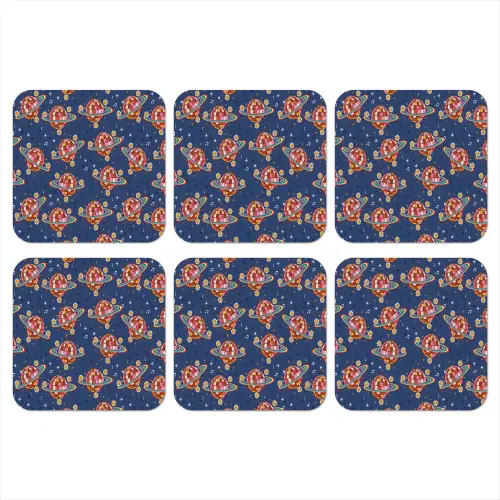 Disco - Blauw - Patroon onderzetter kurk middel 366 -3d