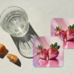 Disco - Fruit - Glitter - Strawberry onderzetter kurk middel -sfeer4