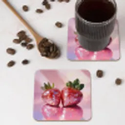 Disco - Fruit - Glitter - Strawberry onderzetter kurk middel -sfeer2