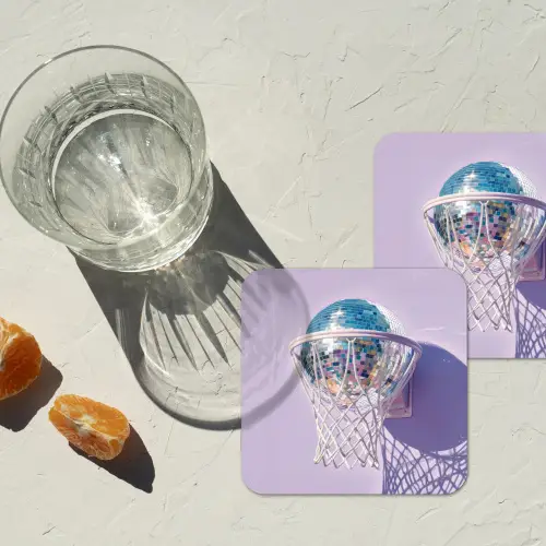 Discobal - Basketbalring - Grafisch onderzetter kurk middel -sfeer4