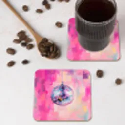 Discobal - Pink - Verf onderzetter kurk middel -sfeer2