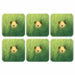 Hondje - Gras - Oren - Bruin onderzetter kurk middel -3d