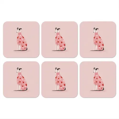 Hond - Hartjes - Roze onderzetter kurk middel -3d