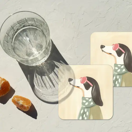 Hond - Zonnebril - Sjaal onderzetter kurk middel -sfeer4