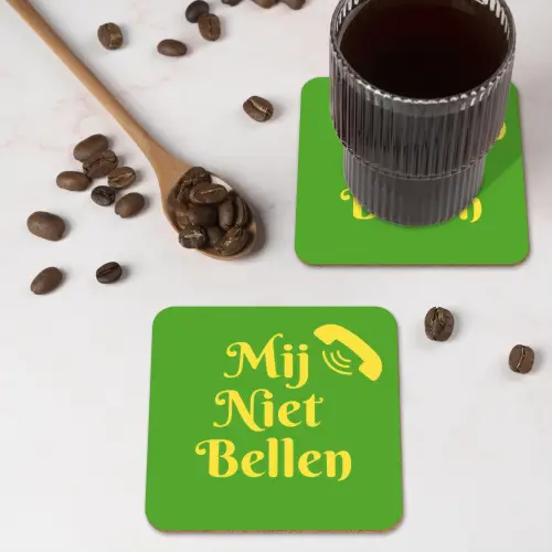 Mij niet bellen - Telefoon - Groen onderzetter kurk middel -sfeer2