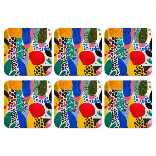 Stippen - Vormen - Modern - Kleuren onderzetter kurk middel -3d