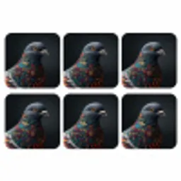 Duif - Bloemen - Zwart onderzetter kurk middel -3d