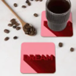 Dream - 3D - Rood - Roze onderzetter kurk middel -sfeer2