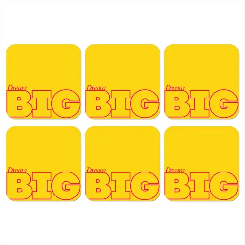 Dream big - Geel - Grafisch onderzetter kurk middel -3d