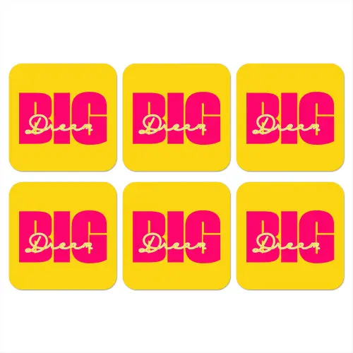 Dream big - Geel - Roze onderzetter kurk middel -3d