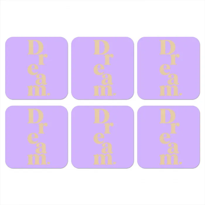 Dream - Paars - Typografisch onderzetter kurk middel -3d