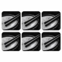 Trommel - Close-up - Drumstokken - Zwart onderzetter kurk middel -3d