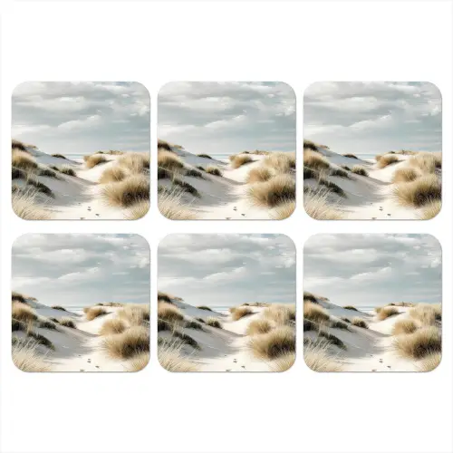 Duinen - Gras - Sporen - Wolken onderzetter kurk middel -3d