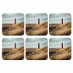 Duinen - Vuurtoren - Rood - Lucht onderzetter kurk middel -3d