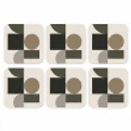 Aardetinten - Abstracte compositie - Eenvoudige vormen onderzetter kurk middel -3d