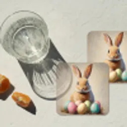 Paashaas - Pastel - Eieren onderzetter kurk middel -sfeer4