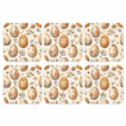 Paaseieren - Bruin - Bloemen onderzetter kurk middel -3d