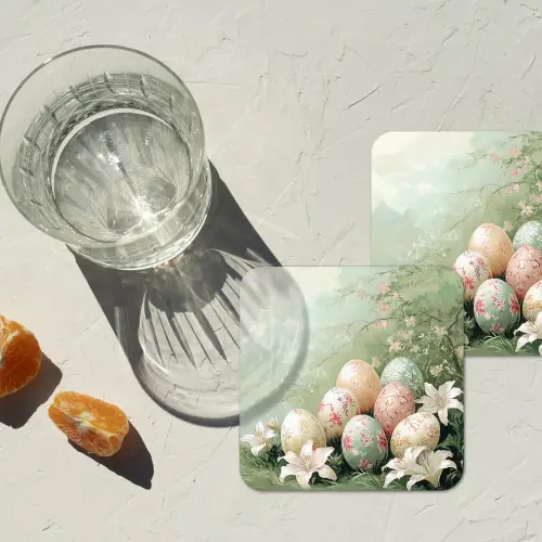 Paaseieren - Pasteltinten - Bloemen onderzetter kurk middel -sfeer4