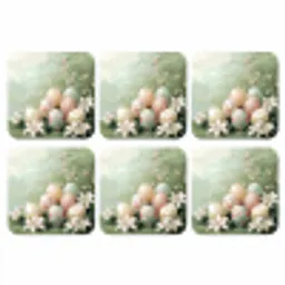 Paaseieren - Pasteltinten - Bloemen onderzetter kurk middel -3d