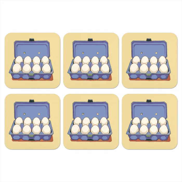 Eieren - Doos - Minimalistisch - Blauw onderzetter kurk middel -3d
