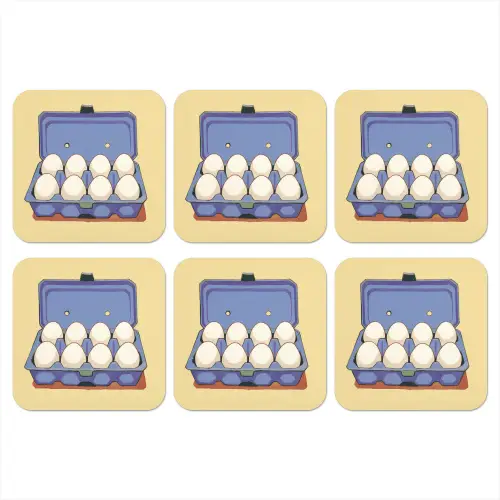 Eieren - Doos - Minimalistisch - Blauw onderzetter kurk middel -3d