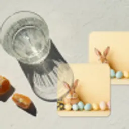 Eieren -  Konijn - Pasteltinten onderzetter kurk middel -sfeer4