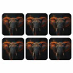Olifant - Oranje - Oren onderzetter kurk middel -3d