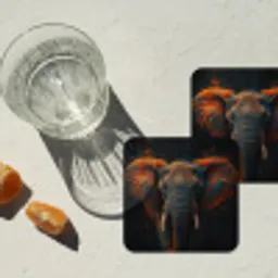 Olifant - Oranje - Oren onderzetter kurk middel -sfeer4