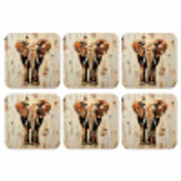 Olifant - Slurf - Mozaïek - Abstract onderzetter kurk middel -3d