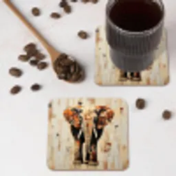 Olifant - Slurf - Mozaïek - Abstract onderzetter kurk middel -sfeer2