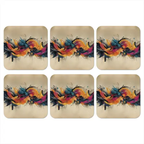 Explosie - Kleurrijk - Vormen - Abstract onderzetter kurk middel -3d