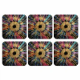 Explosie - Goud - Kleurrijk - Abstract onderzetter kurk middel -3d