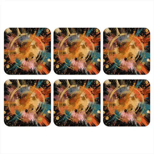 Explosie - Verfstructuur - Goud - Abstract onderzetter kurk middel -3d