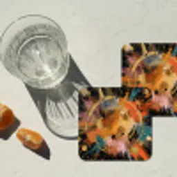 Explosie - Verfstructuur - Goud - Abstract onderzetter kurk middel -sfeer4