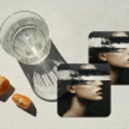 Gezicht - Vrouw - Zwart - Abstract onderzetter kurk middel -sfeer4