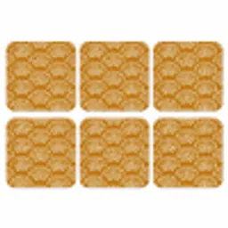 Waaierachtige motieven - Geel - Vintage onderzetter kurk middel -3d
