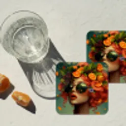 Vrouw - Sinaasappel - Bessen - Oranje onderzetter kurk middel -sfeer4