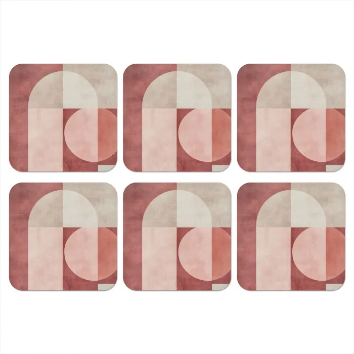 Figuren - Abstract - Roze onderzetter kurk middel -3d