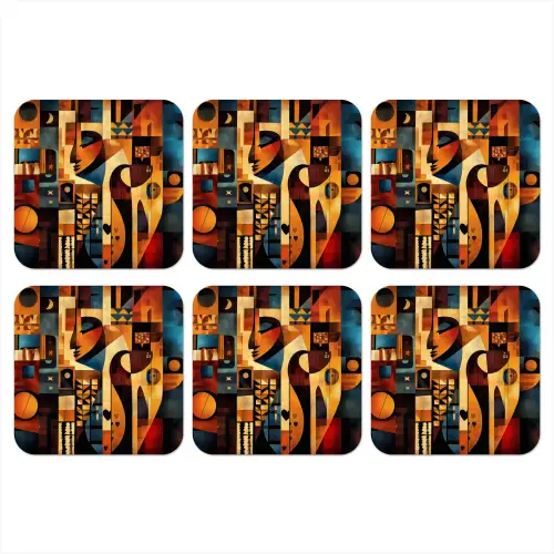 Figuren - Abstract - Symbolen onderzetter kurk middel -3d