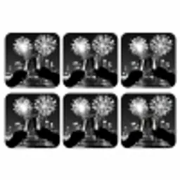 Vuurwerk - Proosten - Skyline - Champagne onderzetter kurk middel -3d