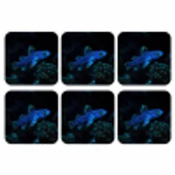 Vis - Stippen - Koraal - Blauw onderzetter kurk middel -3d