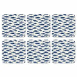 Vissen - Patroon - Blauw - Wit onderzetter kurk middel 366 -3d