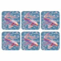 Vis - Water - Blauw - Licht onderzetter kurk middel -3d