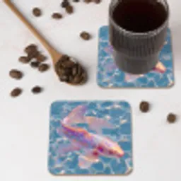 Vis - Water - Blauw - Licht onderzetter kurk middel -sfeer2