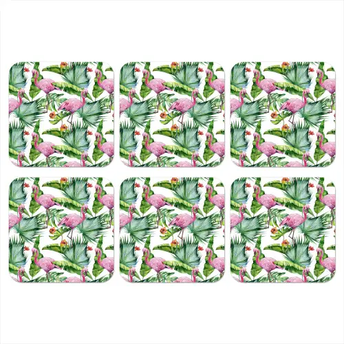 Inductie beschermer - Flamingo - Bladeren - Afdekplaat voor kookplaat - Tropisch onderzetter kurk middel -3d