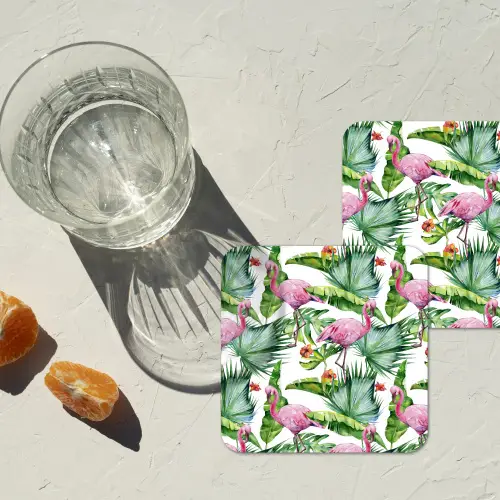 Inductie beschermer - Flamingo - Bladeren - Afdekplaat voor kookplaat - Tropisch onderzetter kurk middel -sfeer4