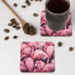 Flamingo - Roze - Dieren onderzetter kurk middel -sfeer2