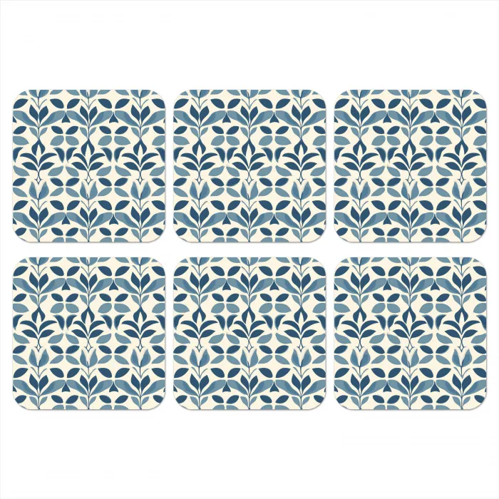 Flora - Modern - Blauw onderzetter kurk middel 366 -3d