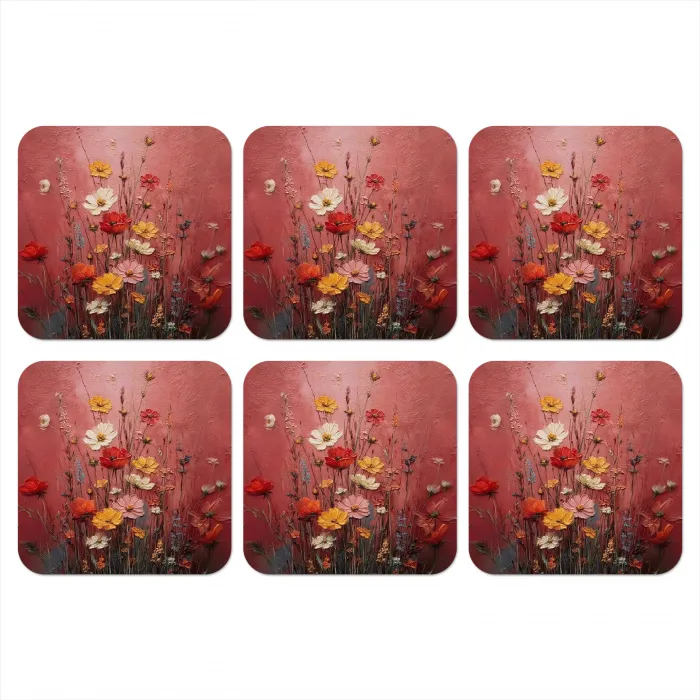 Bloemenboeket - Diepte - Tastbare textuur onderzetter kurk middel -3d