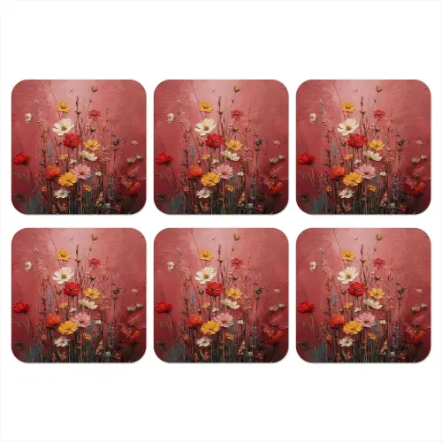 Bloemenboeket - Diepte - Tastbare textuur onderzetter kurk middel -3d